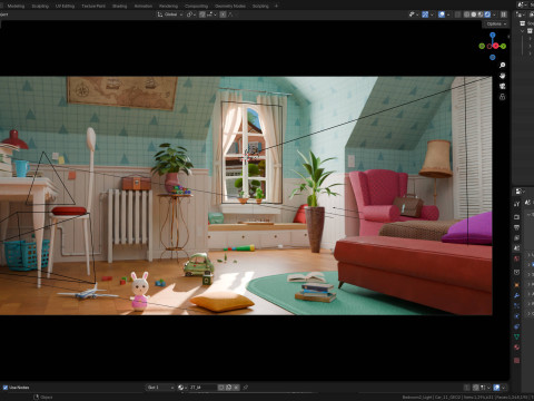 Cartoon Corridor Bedroom V2 3D Model