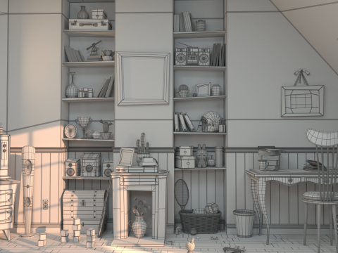 Cartoon Corridor Bedroom V2 3D Model