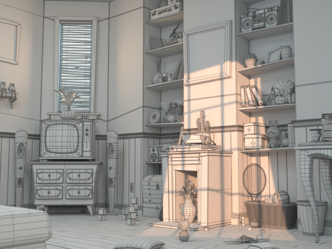 Cartoon Corridor Bedroom V2 3D Model
