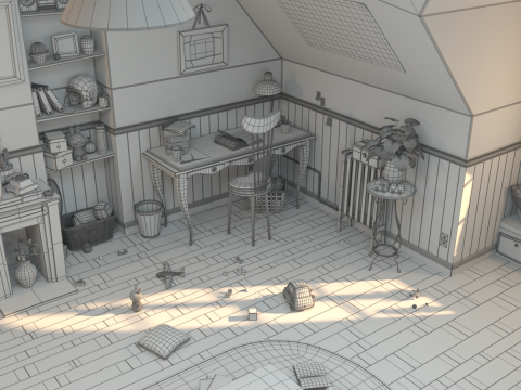 Cartoon Corridor Bedroom V2 3D Model