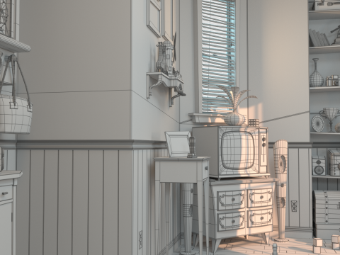 Cartoon Corridor Bedroom V2 3D Model