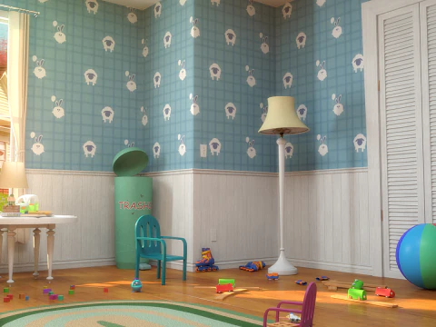 Cartoon Corridor Bedroom BabyRoom 3D Model