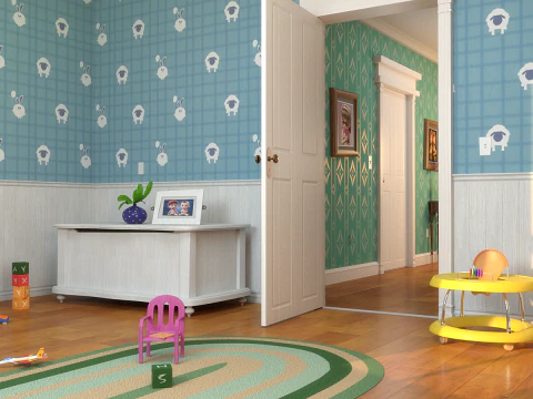 Cartoon Corridor Bedroom BabyRoom 3D Model