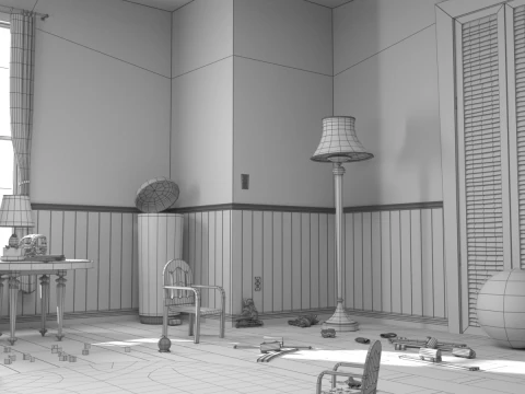 Cartoon Corridor Bedroom BabyRoom 3D Model