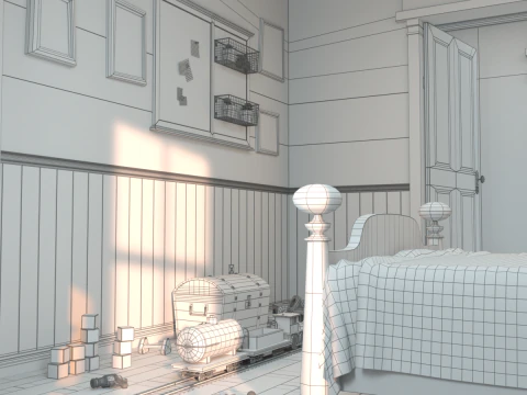 Cartoon Corridor Bedroom BabyRoom 3D Model