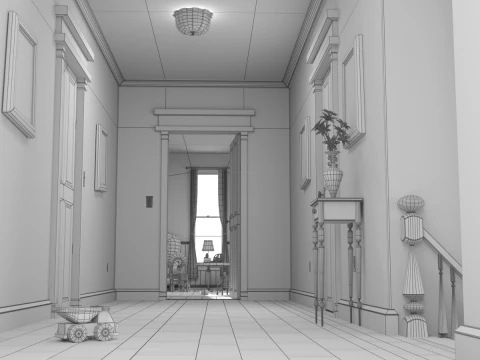 Cartoon Corridor Bedroom BabyRoom 3D Model