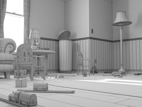 Cartoon Corridor Bedroom BabyRoom 3D Model