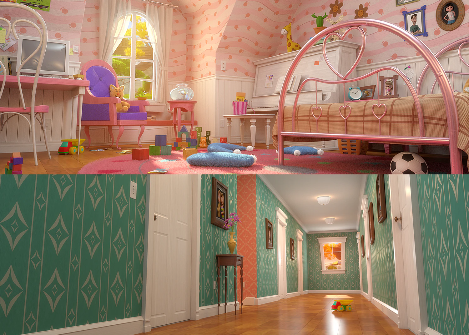 Cartoon Corridor Bedroom V3 3D Model .c4d .max .obj .3ds .fbx .stl .blend 
