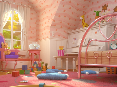 Cartoon Corridor Bedroom V3 3D 모델