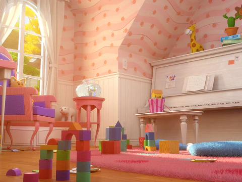 Cartoon Corridor Bedroom V3 3D Model