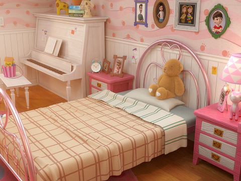 Cartoon Corridor Bedroom V3 3D 모델