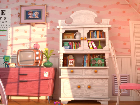 Cartoon Corridor Bedroom V3 3D Model