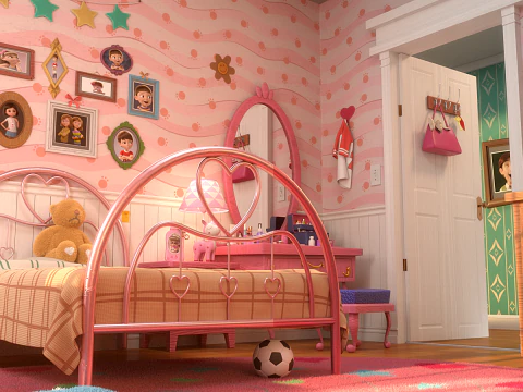 Cartoon Corridor Bedroom V3 3D Model