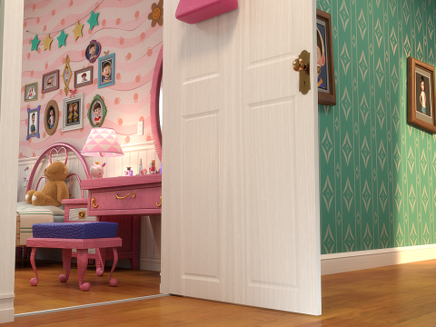 Cartoon Corridor Bedroom V3 3D 모델