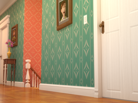 Cartoon Corridor Bedroom V3 3D 모델