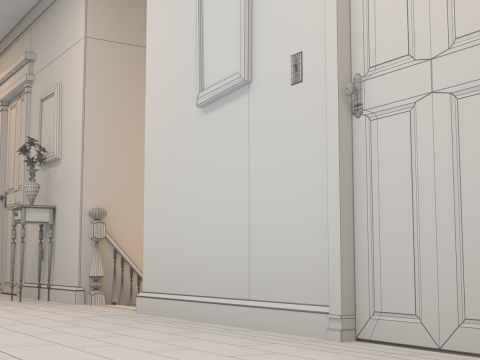 Cartoon Corridor Bedroom V3 3D 모델