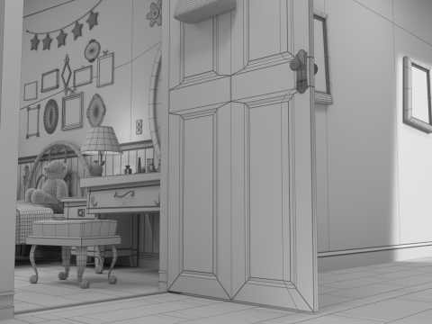 Cartoon Corridor Bedroom V3 3D 모델