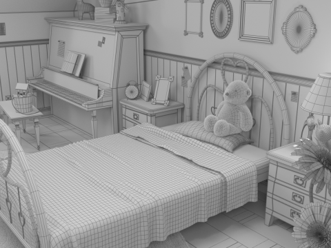 Cartoon Corridor Bedroom V3 3D 모델
