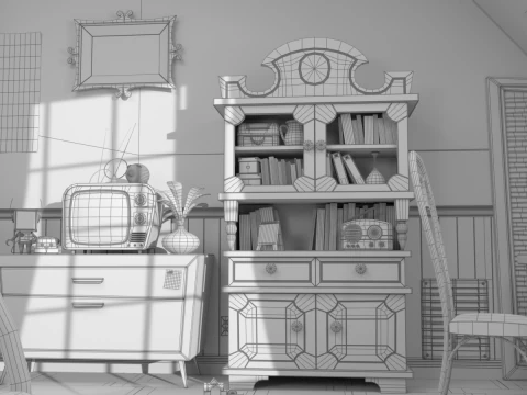 Cartoon Corridor Bedroom V3 3D Model