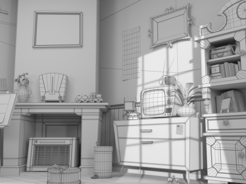 Cartoon Corridor Bedroom V3 3D 모델
