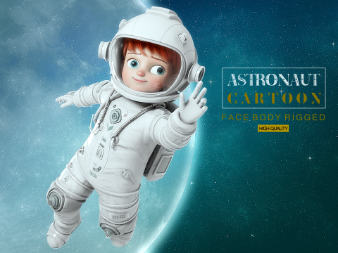 Cartoon Astronaut Rigged Modelo 3D