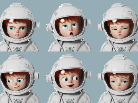 Cartoon Astronaut Rigged 3D 모델