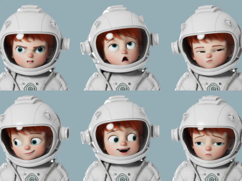 Astronauta dei cartoni animati truccato Modello 3D