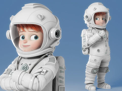 Astronauta dei cartoni animati truccato Modello 3D