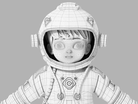 Astronauta dei cartoni animati truccato Modello 3D