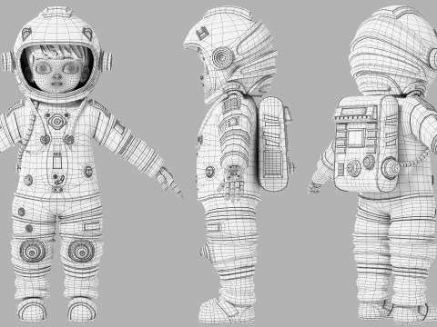 Astronauta dei cartoni animati truccato Modello 3D
