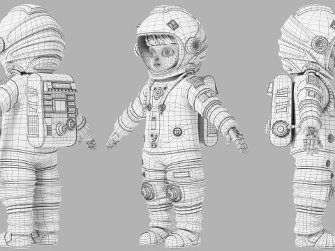 Astronauta dei cartoni animati truccato Modello 3D