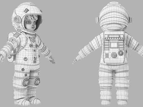 Astronauta dei cartoni animati truccato Modello 3D