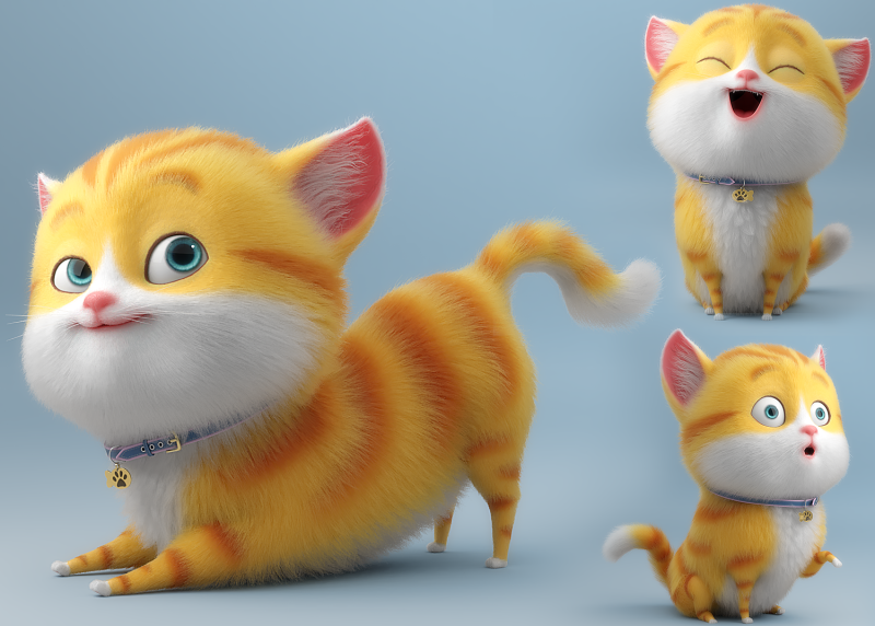 Cartoon Cat Rigged 3D Model .c4d .max .obj .3ds .fbx .stl .blend