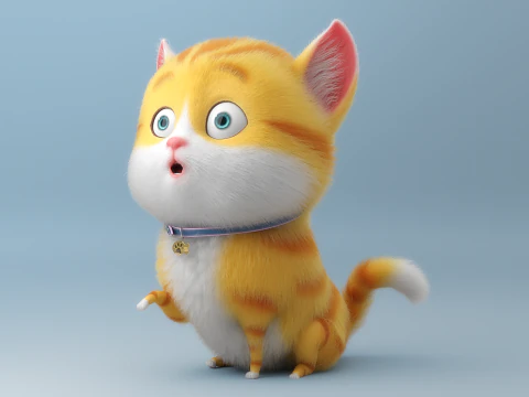 Gatto dei cartoni animati truccato Modello 3D