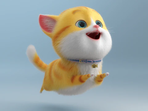 Gatto dei cartoni animati truccato Modello 3D