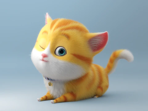 Gatto dei cartoni animati truccato Modello 3D