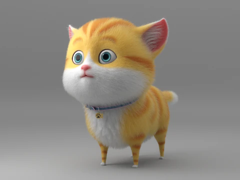 Gatto dei cartoni animati truccato Modello 3D