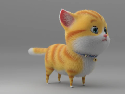 Gatto dei cartoni animati truccato Modello 3D