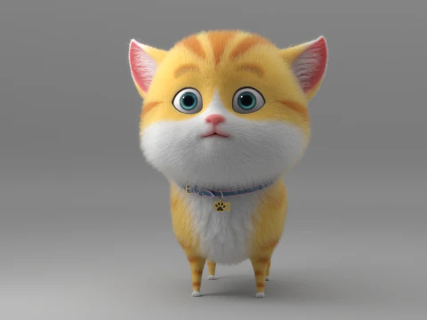 Gatto dei cartoni animati truccato Modello 3D