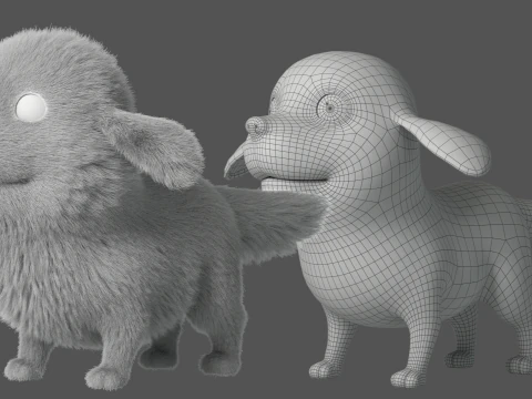 Cartoon Dog Rigged 3D Model