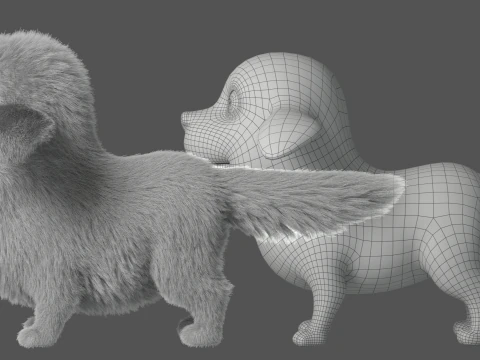 Cartoon Dog Rigged 3D Model