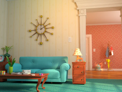 Soggiorno sala cartoni animati V2 Modello 3D