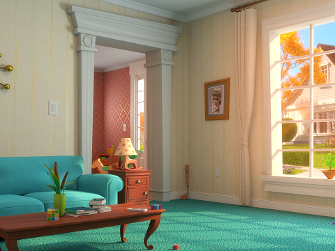 Cartoon Hall Living Room V2 Modèle 3D