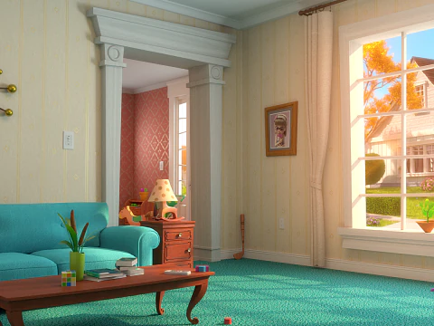 Soggiorno sala cartoni animati V2 Modello 3D