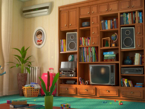 Soggiorno sala cartoni animati V2 Modello 3D