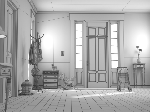 Cartoon Hall Living Room V2 Modèle 3D