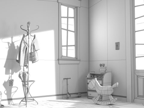 Cartoon Hall Living Room V2 Modèle 3D