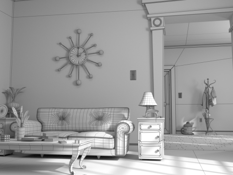 Cartoon Hall Living Room V2 Modèle 3D