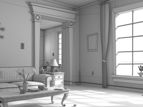Cartoon Hall Living Room V2 Modèle 3D