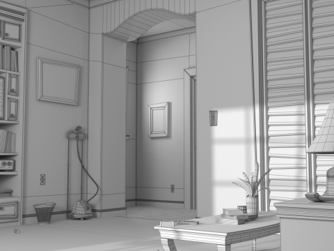 Cartoon Hall Living Room V2 Modèle 3D
